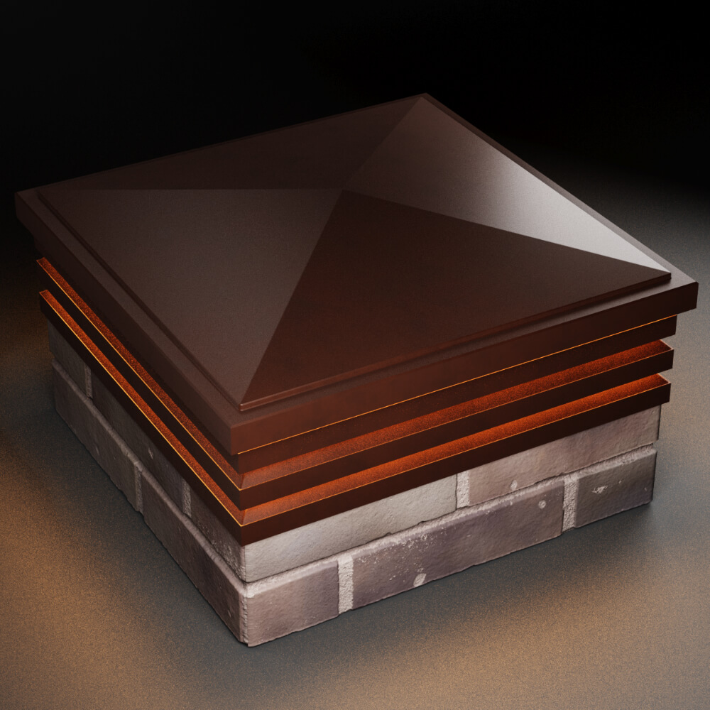 Колпак Zking Бона ХайТек Коричневый на столб 2х2 кирпича (513х513мм) с подсветкой в Майкопе фото