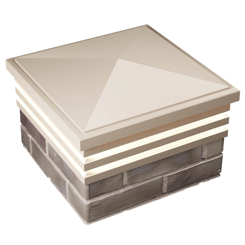 Колпак Zking Бона ХайТек Бежевый на столб 1.5х1.5 кирпича (385х385мм) с подсветкой в Майкопе фото