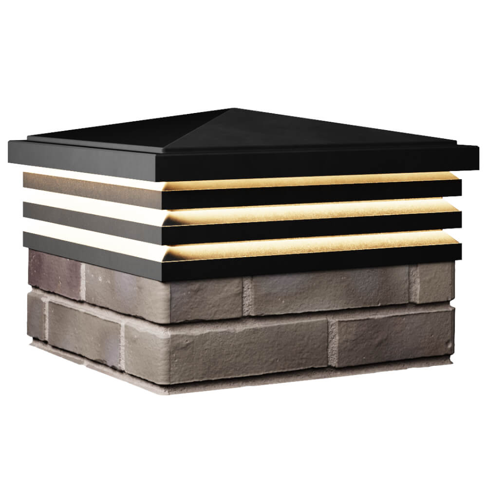 Колпак Zking Бона ХайТек Черный на столб 1.5х1.5 кирпича (385х385мм) с подсветкой в Майкопе фото