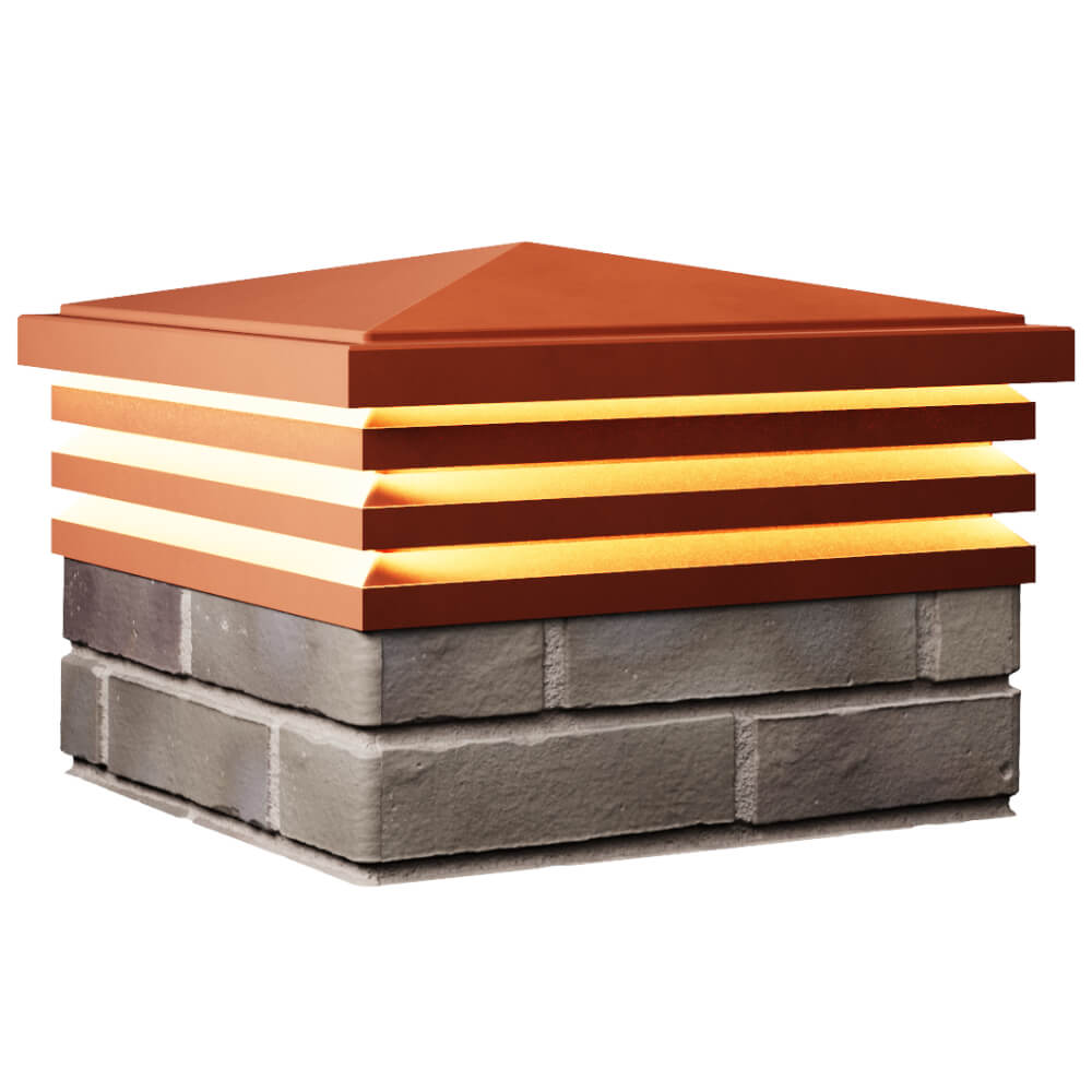 Колпак Zking Бона ХайТек Красный на столб 1.5х1.5 кирпича (385х385мм) с подсветкой в Майкопе фото