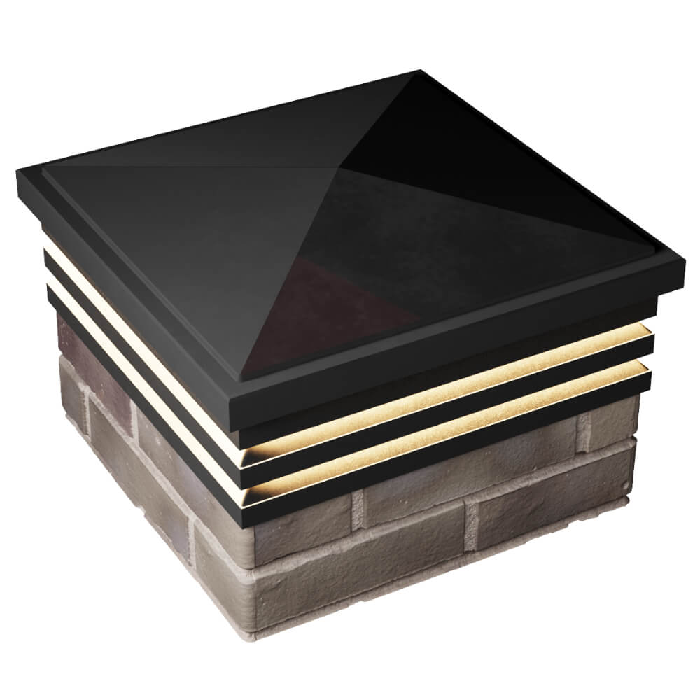 Колпак Zking Бона ХайТек Черный на столб 1.5х1.5 кирпича (385х385мм) с подсветкой в Майкопе фото