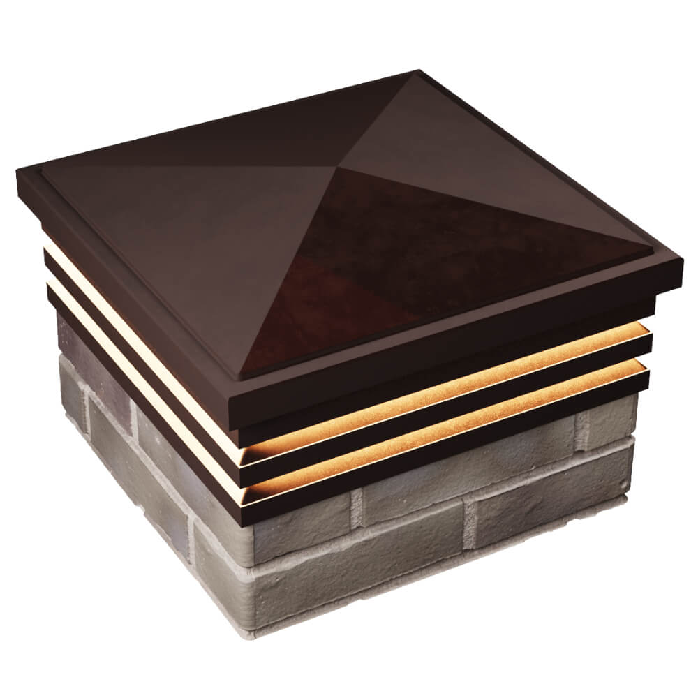 Колпак Zking Бона ХайТек Коричневый на столб 1.5х1.5 кирпича (385х385мм) с подсветкой в Майкопе фото