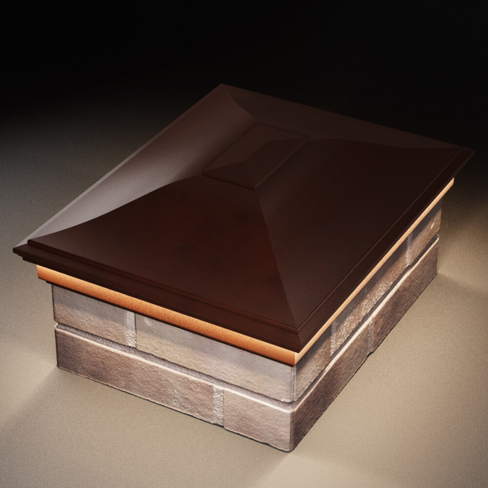 Колпак Zking Монблан Коричневый на столб 2х1.5 кирпича (515х385мм) c подсветкой в Майкопе фото