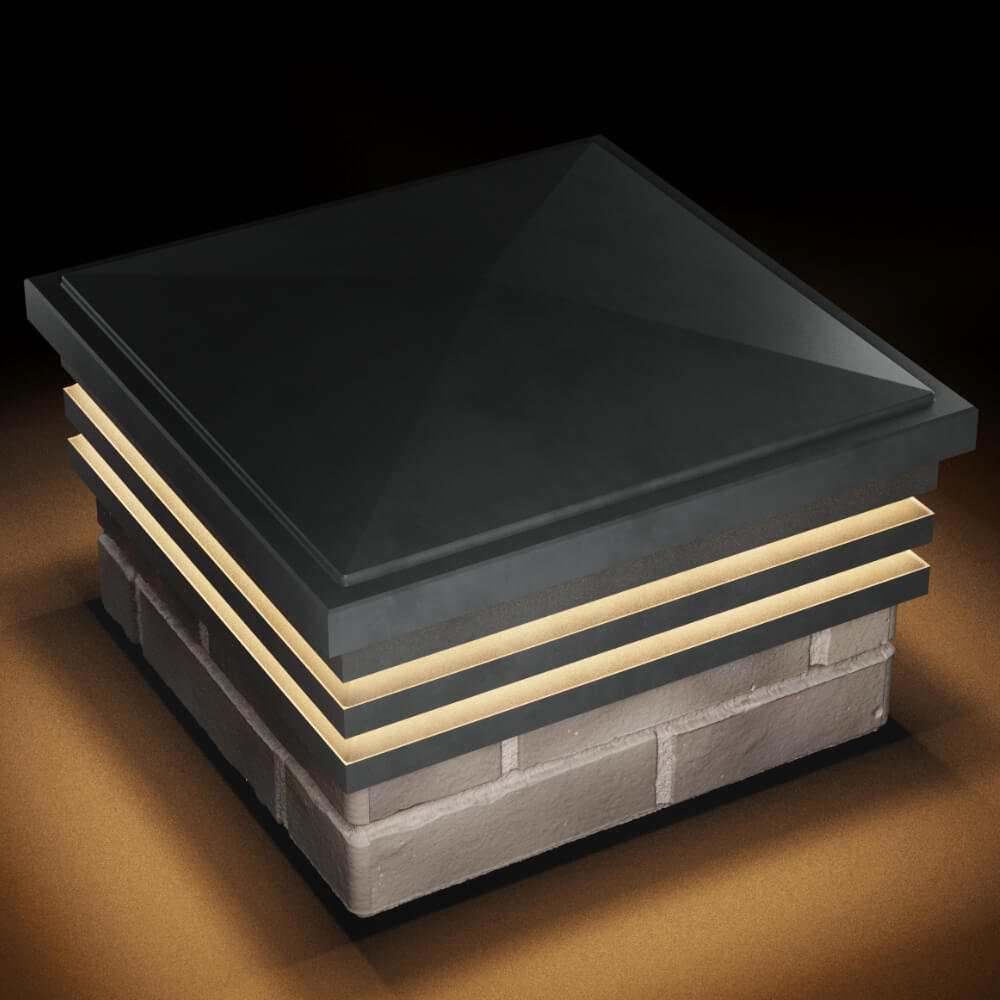 Колпак Zking Бона ХайТек Серый на столб 1.5х1.5 кирпича (385х385мм) с подсветкой в Майкопе фото