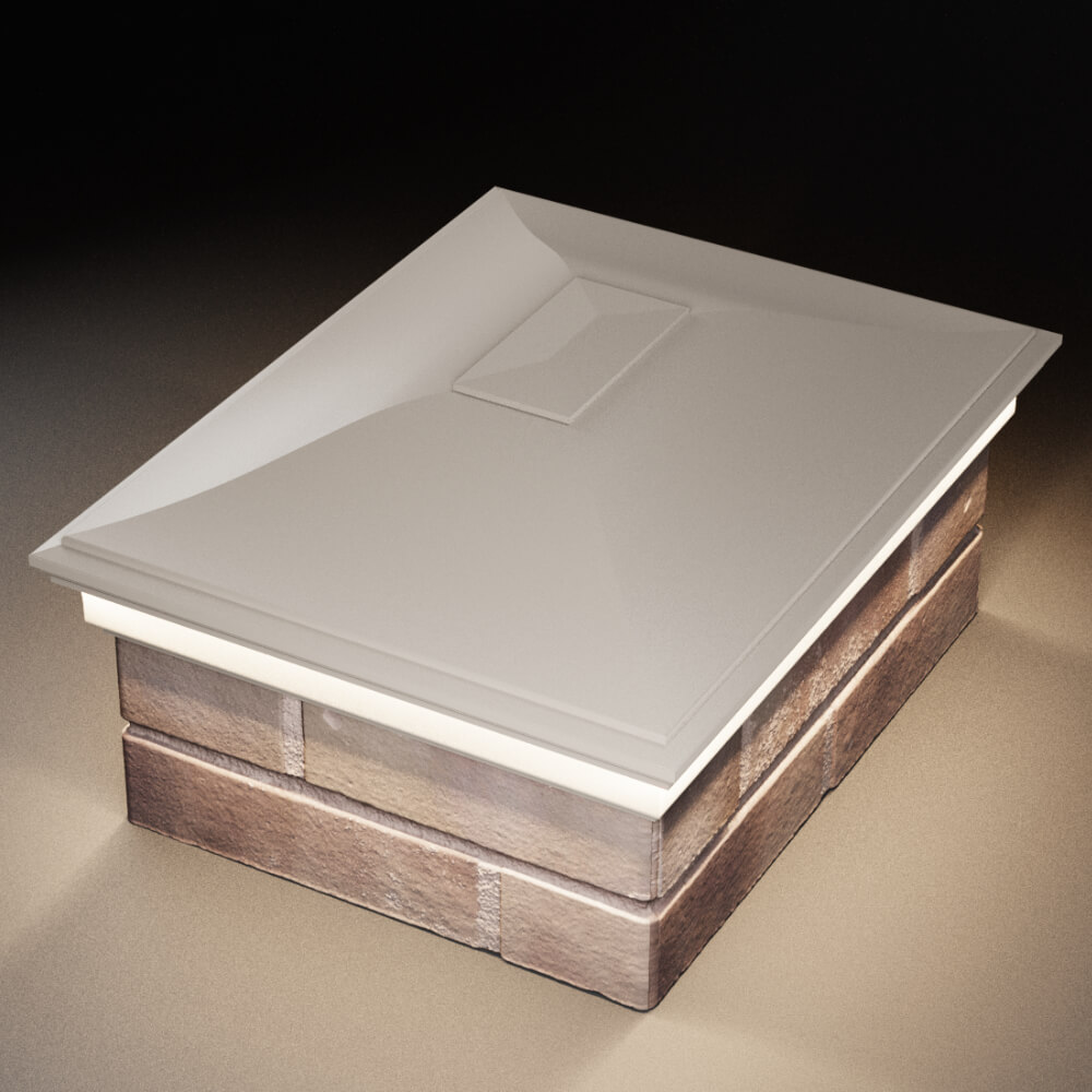 Колпак Zking Монблан Бежевый на столб 2х1.5 кирпича (515х385мм) c подсветкой в Майкопе фото