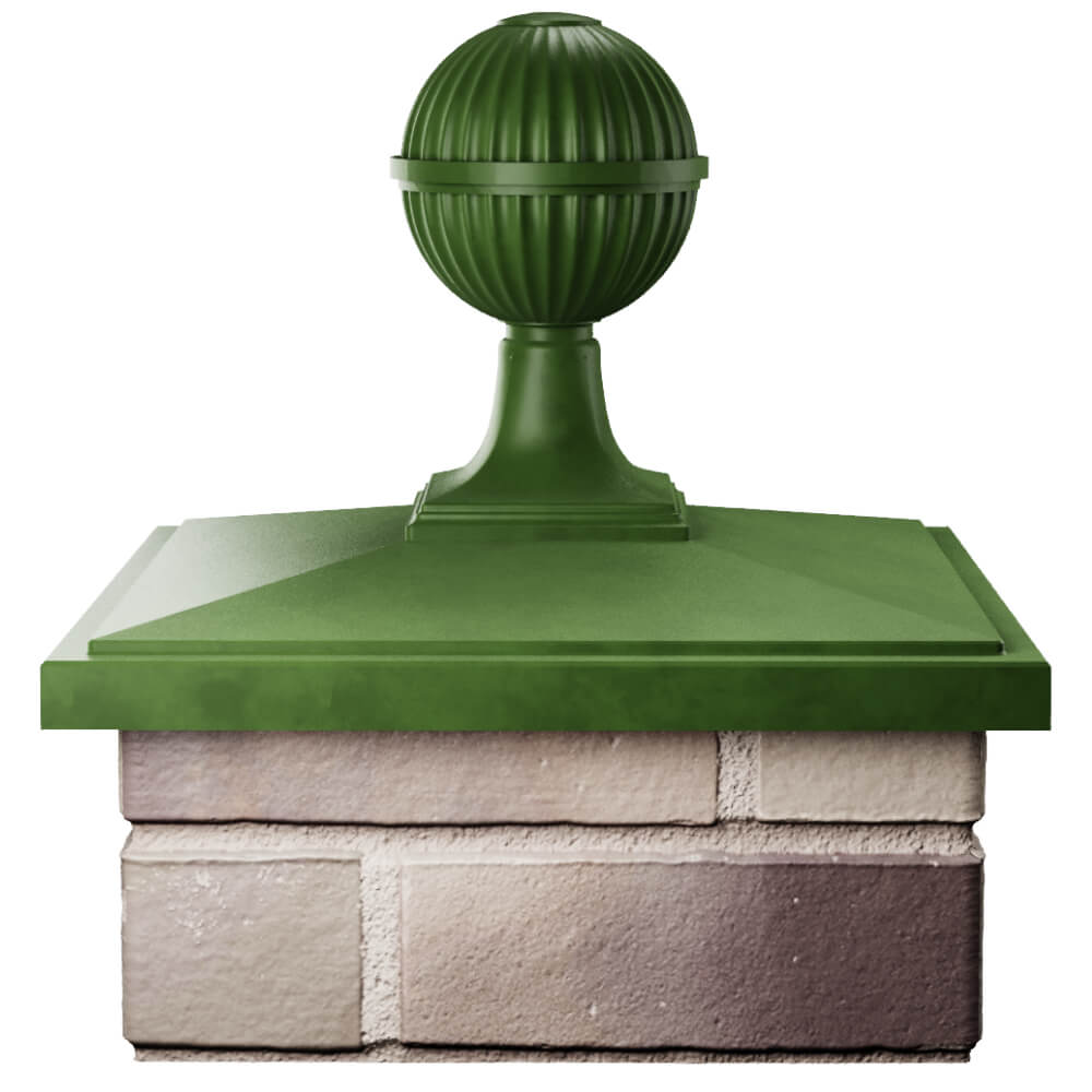 Колпак Zking БонаМоно Зеленый с шаром на столб 1.5х1.5 кирпича (385х385, 400х400мм) в сборе Майкоп фото