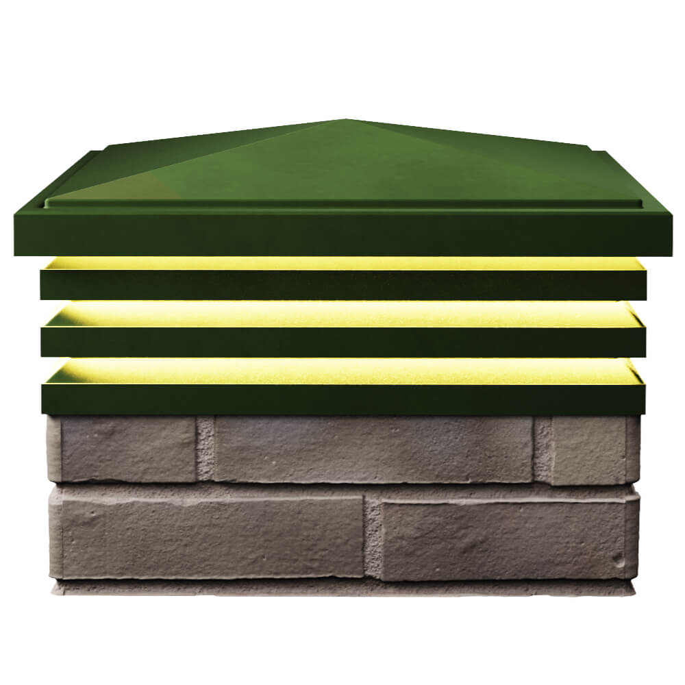 Колпак Zking Бона ХайТек Зеленый на столб 1.5х1.5 кирпича (385х385мм) с подсветкой в Майкопе фото