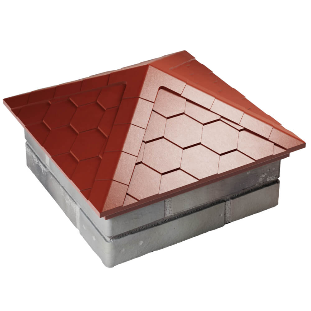 Колпак Zking Эверест Красный на столб 1.5х1.5 кирпича (390х390мм) в Майкопе фото