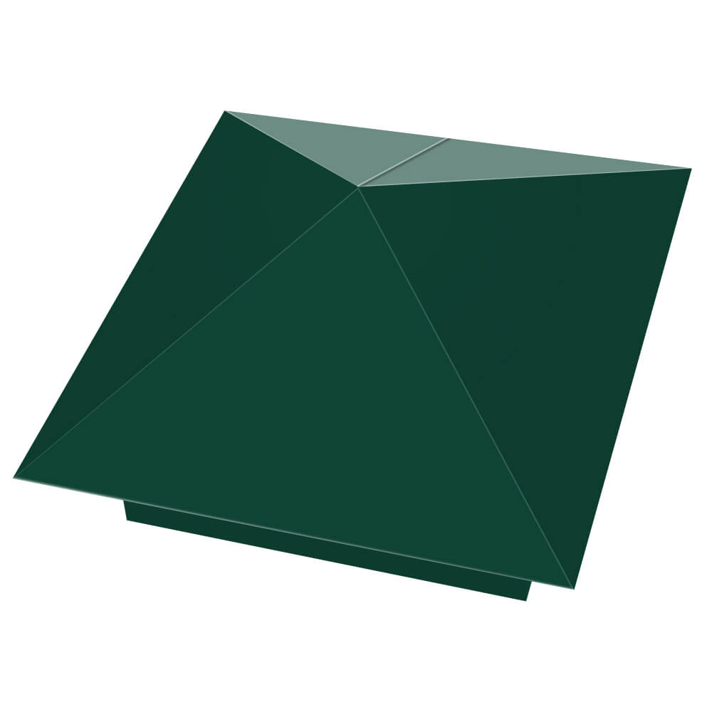 Колпак металлический 390х390мм RAL6005 Зеленый Мох заборный Майкоп фото