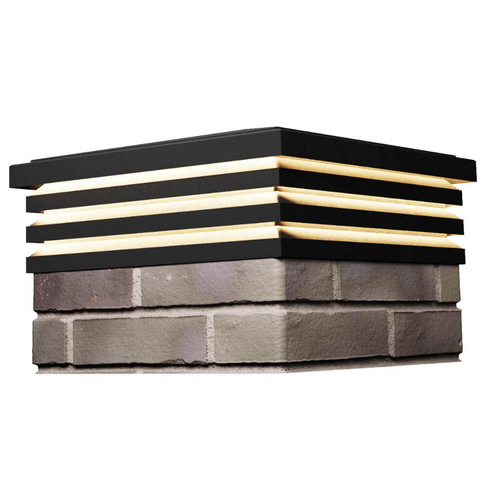 Колпак Zking Бона ХайТек Черный на столб 1.5х1.5 кирпича (385х385мм) с подсветкой в Майкопе фото