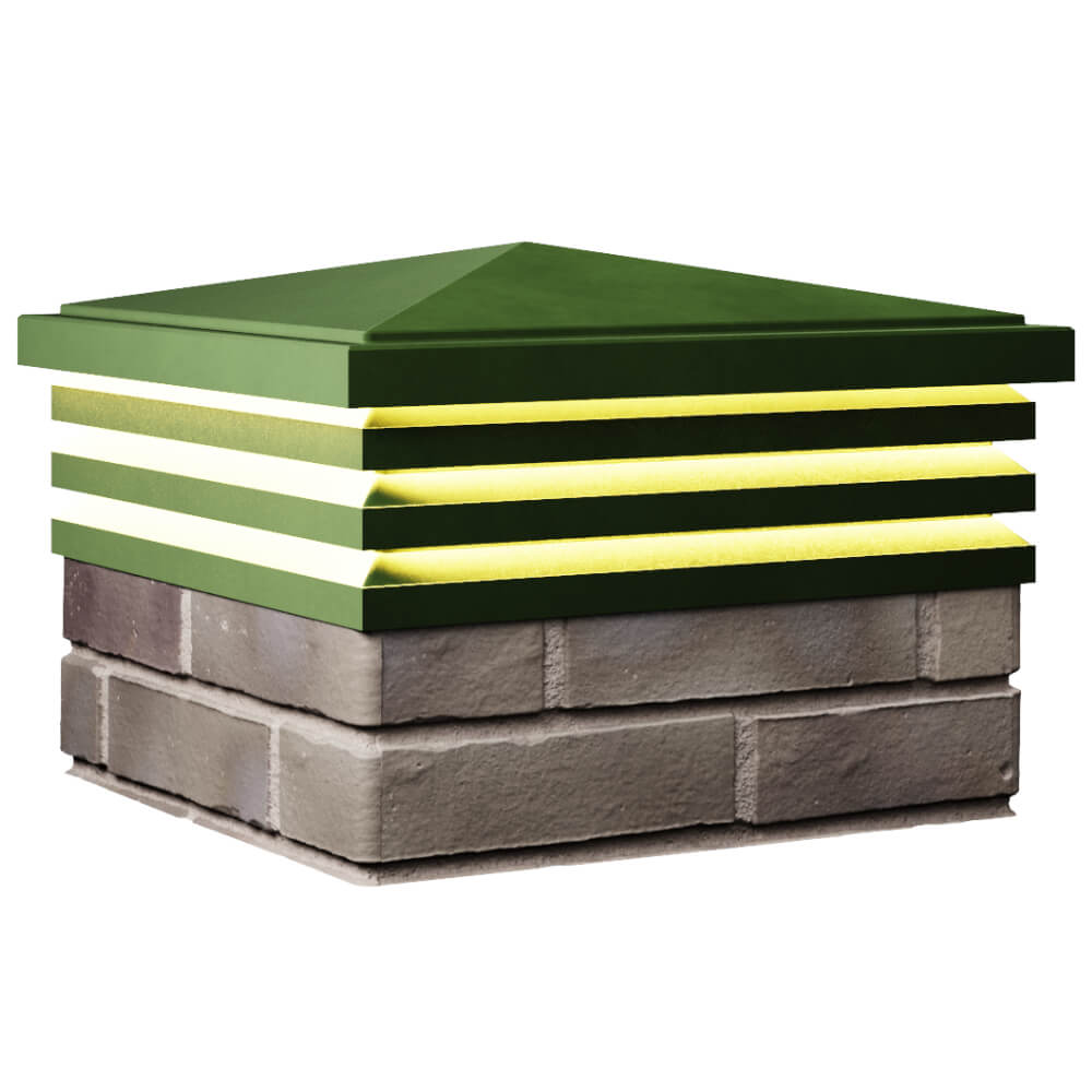 Колпак Zking Бона ХайТек Зеленый на столб 1.5х1.5 кирпича (385х385мм) с подсветкой в Майкопе фото