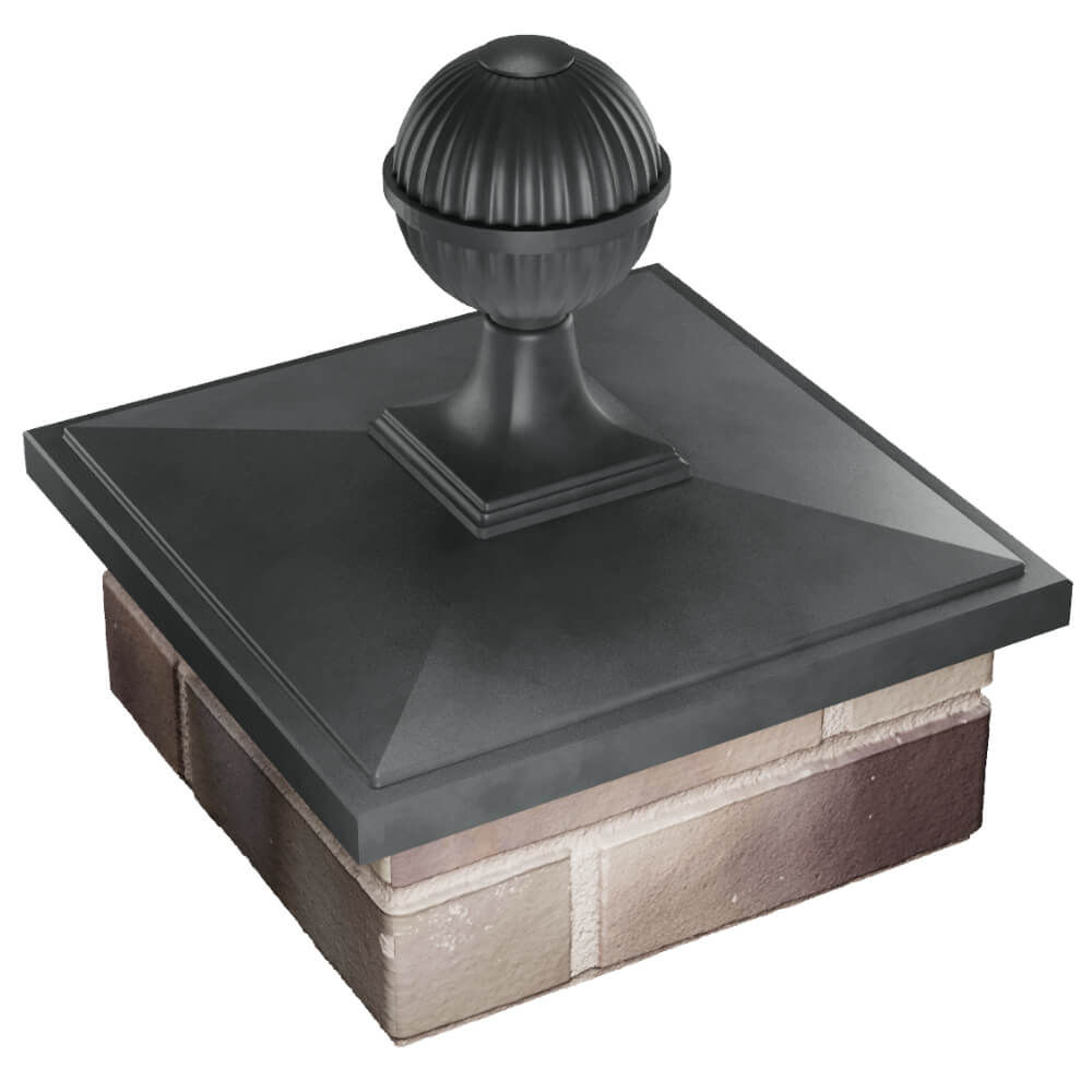 Колпак Zking БонаМоно Серый с шаром на столб 1.5х1.5 кирпича (385х385, 400х400мм) в сборе в Майкопе фото