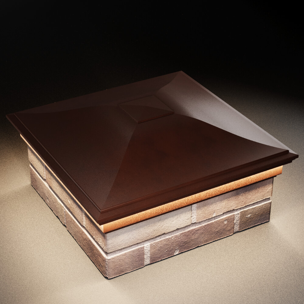 Колпак Zking Монблан Коричневый на столб 2х2 кирпича (515х515мм) c подсветкой в Майкопе фото