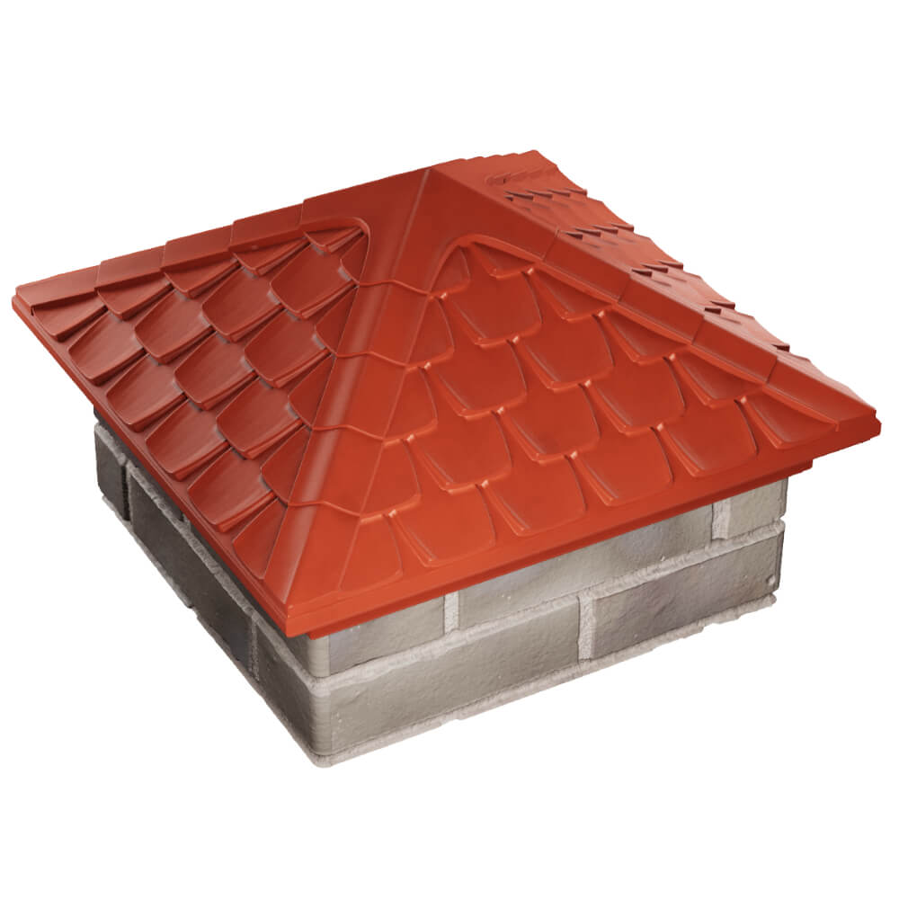 Колпак Zking Эльбрус Красный на столб 1.5х1.5 кирпича (385х385мм) в Майкопе фото