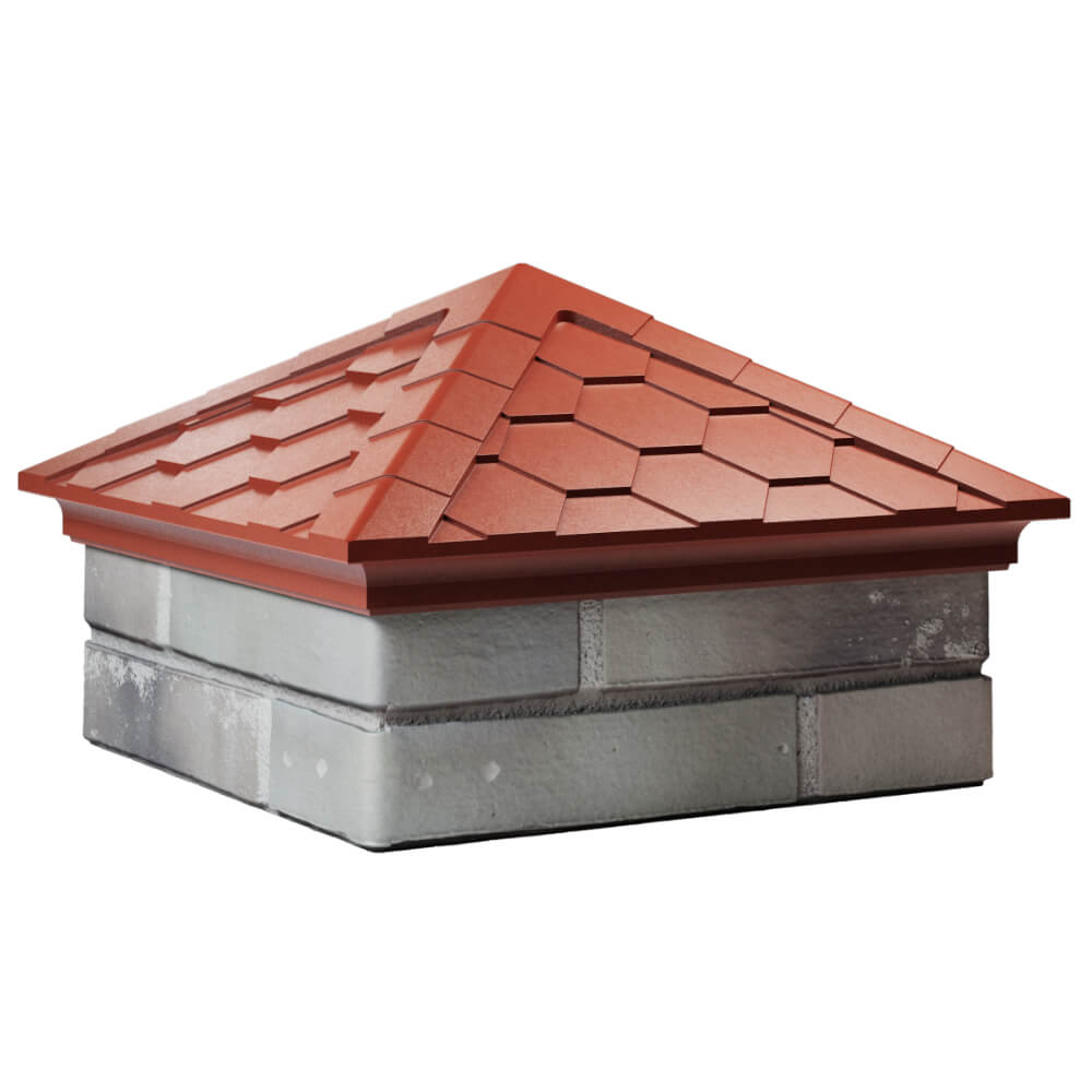 Колпак Zking Эверест Красный на столб 1.5х1.5 кирпича (390х390мм) в Майкопе фото