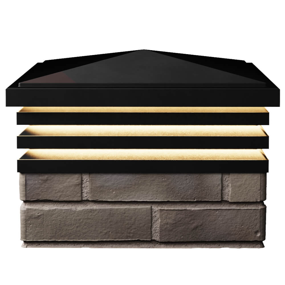 Колпак Zking Бона ХайТек Черный на столб 1.5х1.5 кирпича (385х385мм) с подсветкой в Майкопе фото