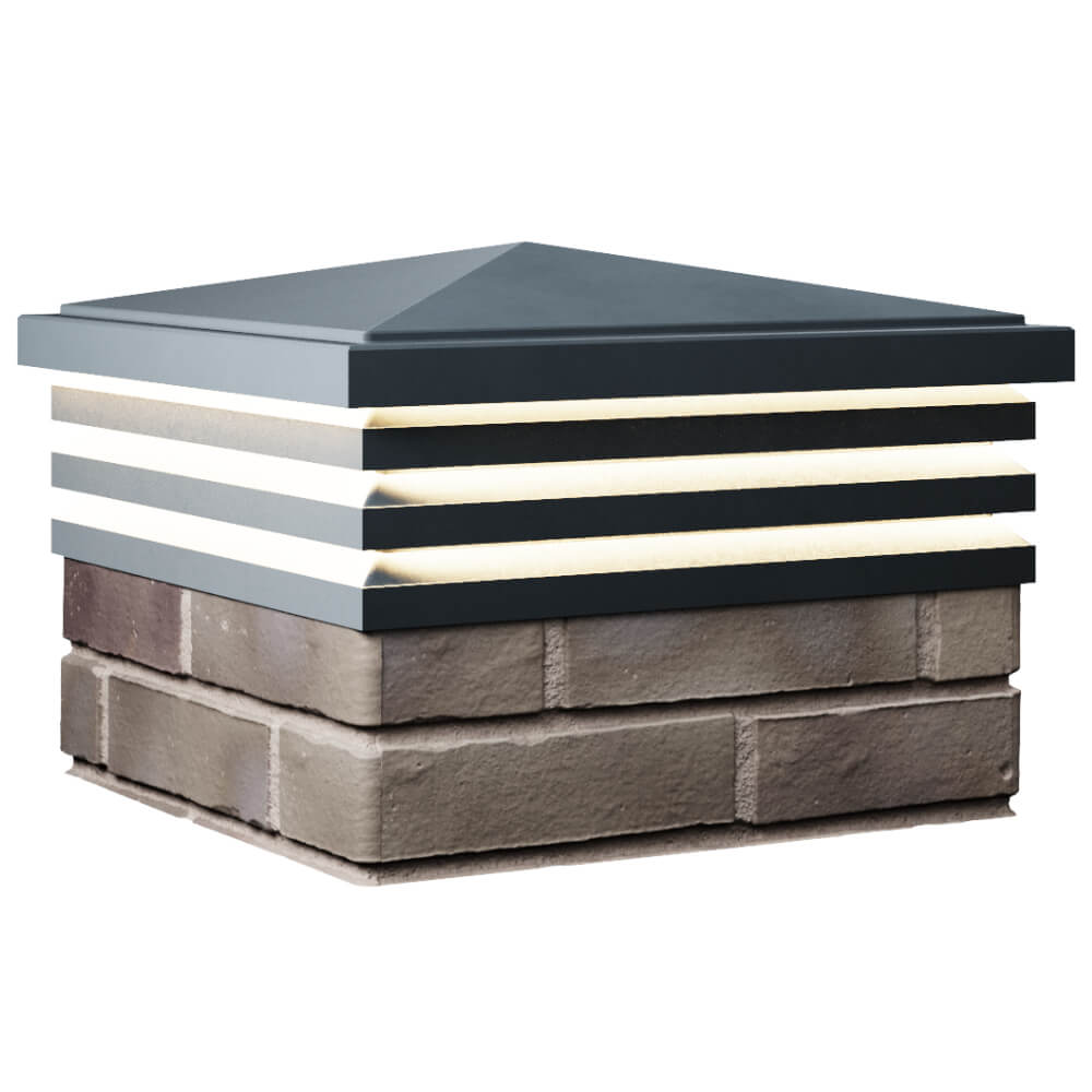 Колпак Zking Бона ХайТек Серый на столб 1.5х1.5 кирпича (385х385мм) с подсветкой в Майкопе фото