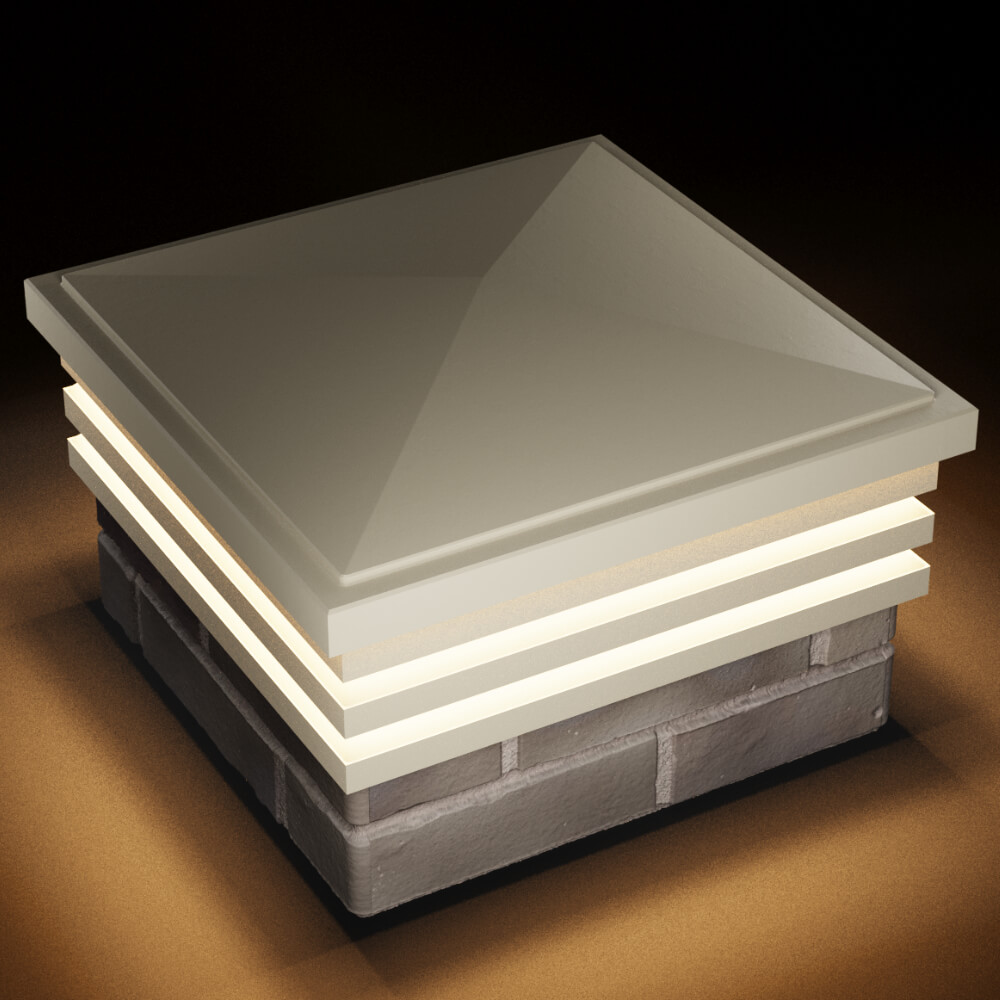 Колпак Zking Бона ХайТек Бежевый на столб 1.5х1.5 кирпича (385х385мм) с подсветкой в Майкопе фото