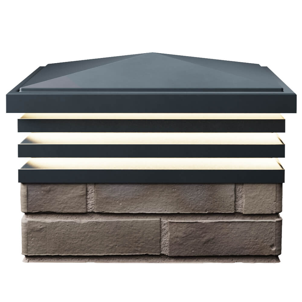 Колпак Zking Бона ХайТек Серый на столб 1.5х1.5 кирпича (385х385мм) с подсветкой в Майкопе фото