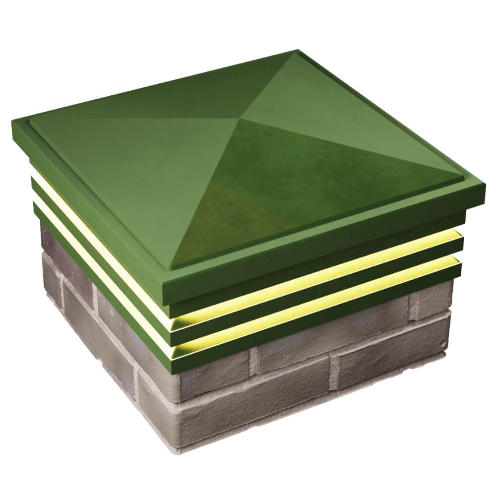 Колпак Zking Бона ХайТек Зеленый на столб 1.5х1.5 кирпича (385х385мм) с подсветкой в Майкопе фото