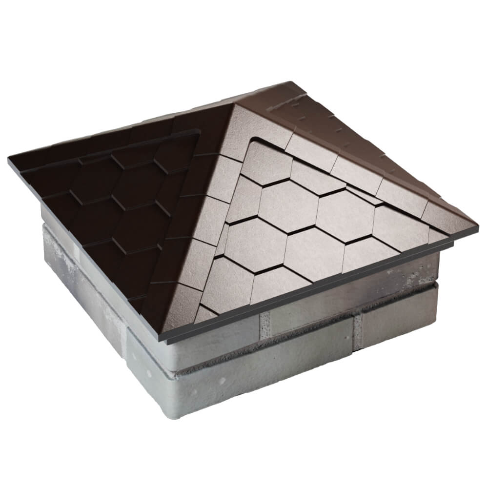 Колпак Zking Эверест Коричневый на столб 1.5х1.5 кирпича (390х390мм) в Майкопе фото