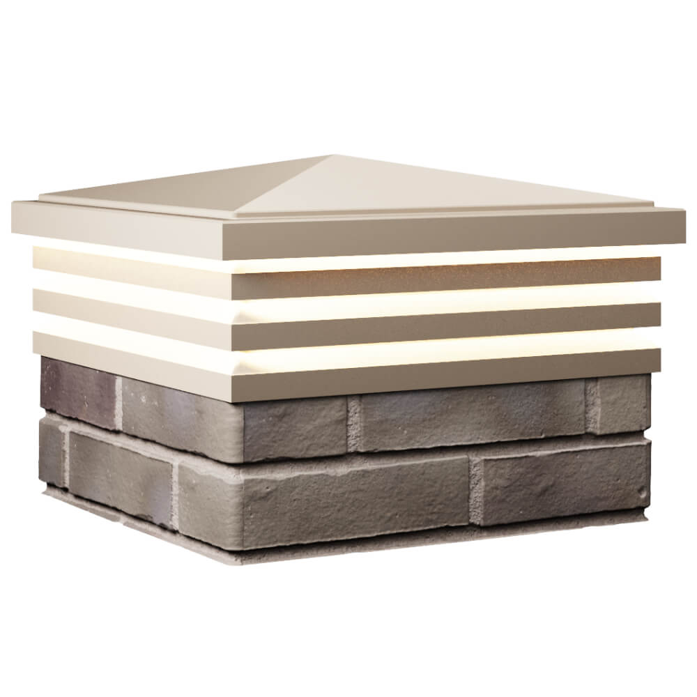 Колпак Zking Бона ХайТек Бежевый на столб 1.5х1.5 кирпича (385х385мм) с подсветкой в Майкопе фото