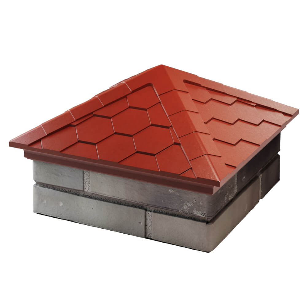 Колпак Zking Эверест Красный на столб 1.5х1.5 кирпича (390х390мм) в Майкопе фото