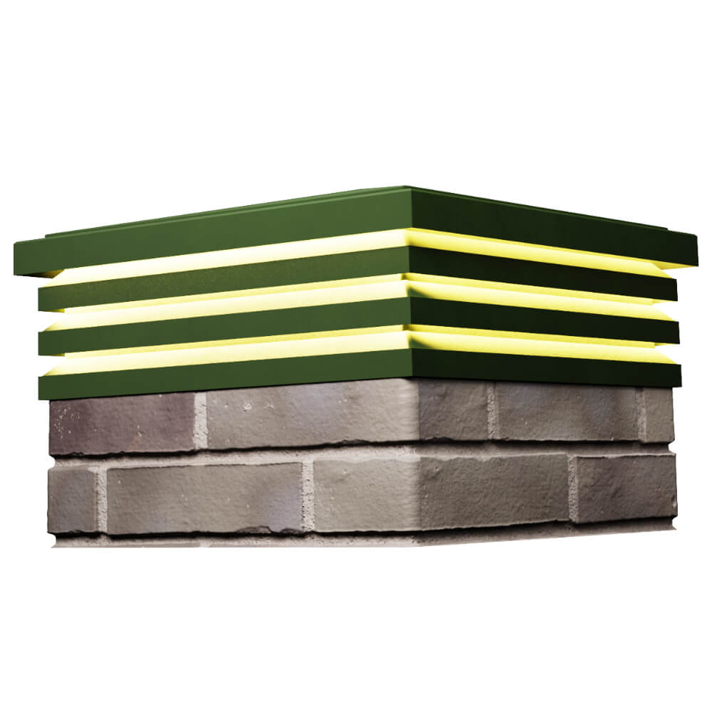 Колпак Zking Бона ХайТек Зеленый на столб 1.5х1.5 кирпича (385х385мм) с подсветкой в Майкопе фото