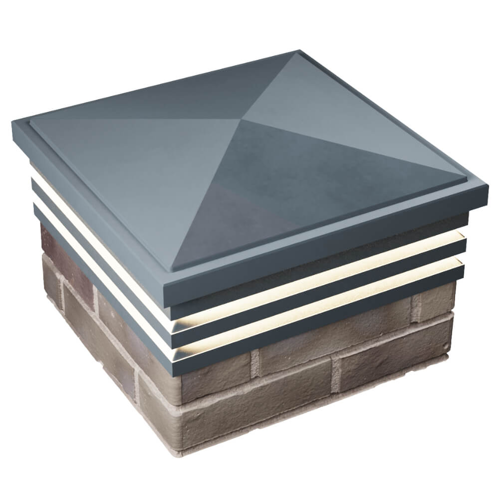 Колпак Zking Бона ХайТек Серый на столб 1.5х1.5 кирпича (385х385мм) с подсветкой в Майкопе фото