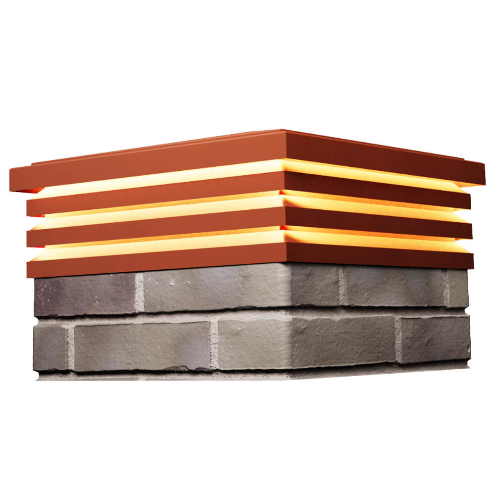 Колпак Zking Бона ХайТек Красный на столб 1.5х1.5 кирпича (385х385мм) с подсветкой в Майкопе фото