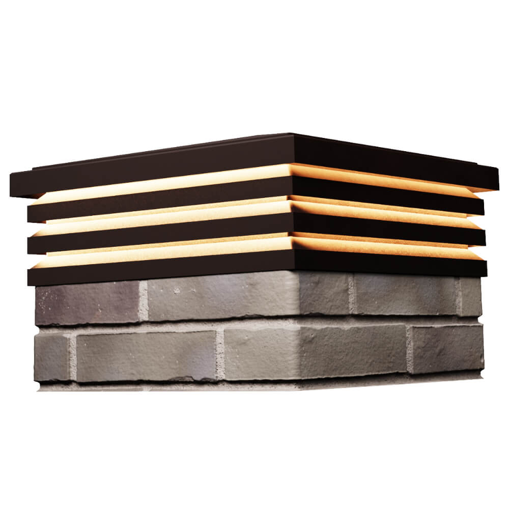 Колпак Zking Бона ХайТек Коричневый на столб 1.5х1.5 кирпича (385х385мм) с подсветкой в Майкопе фото