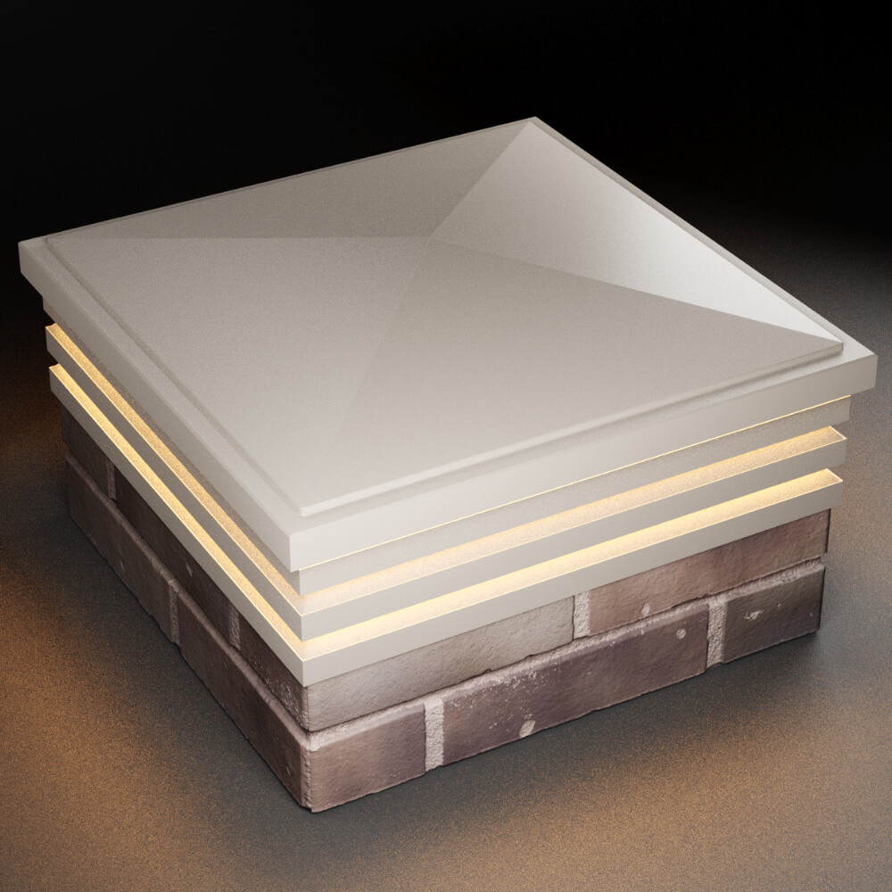 Колпак Zking Бона ХайТек Бежевый на столб 2х2 кирпича (513х513мм) с подсветкой в Майкопе фото