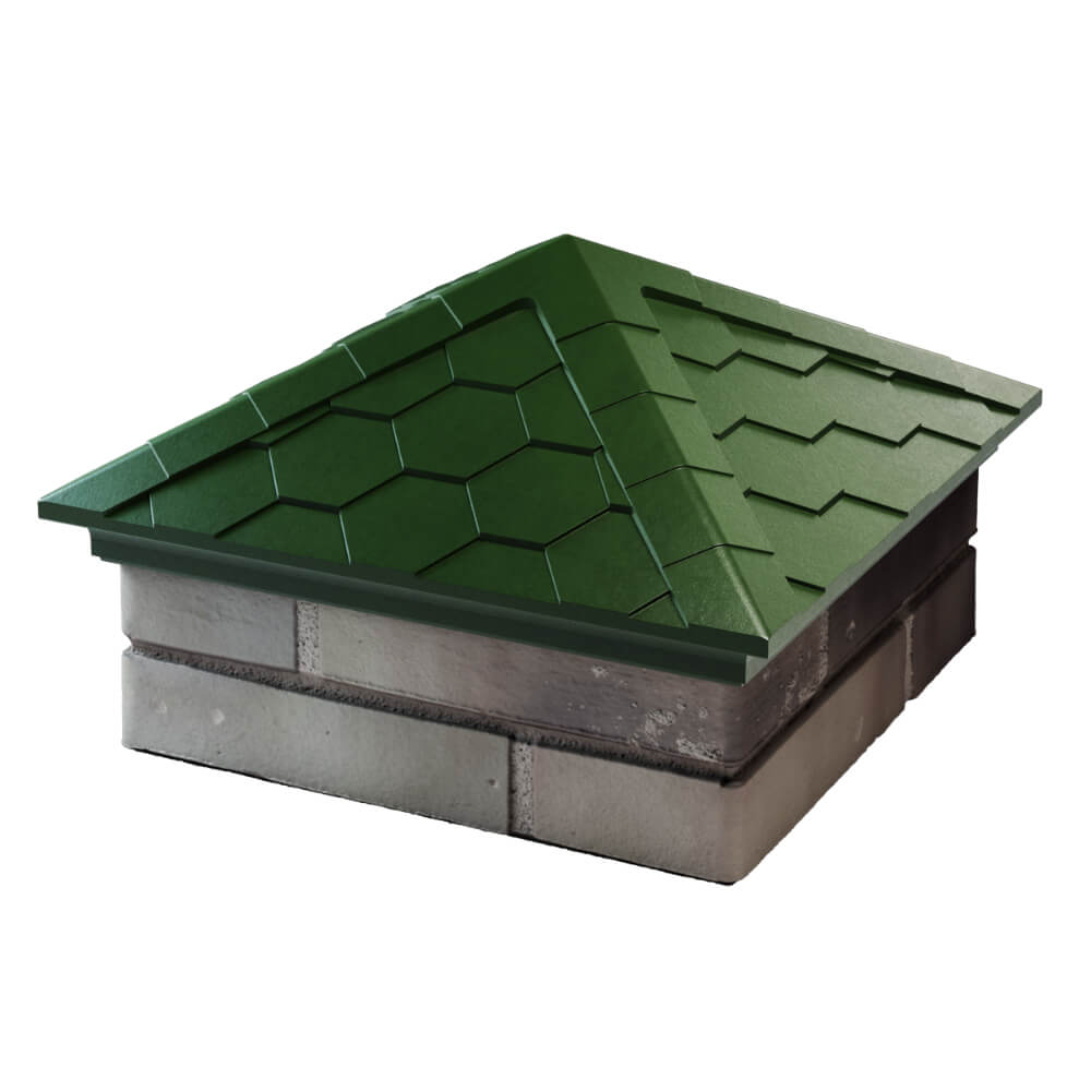 Колпак Zking Эверест Зеленый на столб 1.5х1.5 кирпича (390х390мм) в Майкопе фото