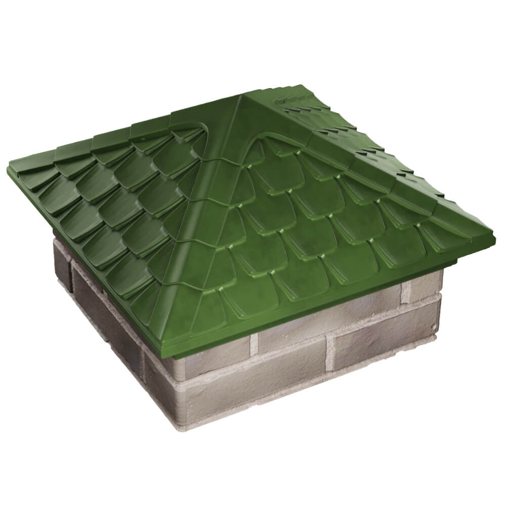 Колпак Zking Эльбрус Зеленый на столб 1.5х1.5 кирпича (385х385мм) в Майкопе фото