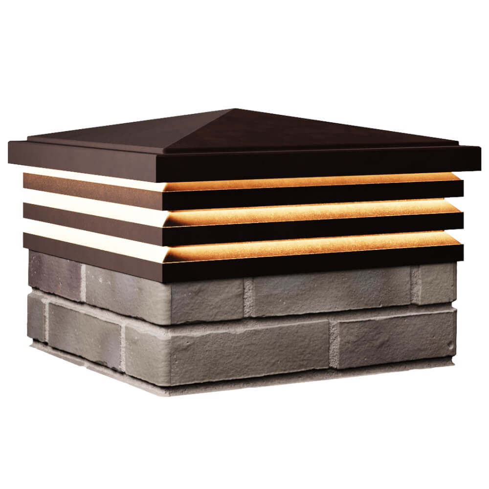 Колпак Zking Бона ХайТек Коричневый на столб 1.5х1.5 кирпича (385х385мм) с подсветкой в Майкопе фото