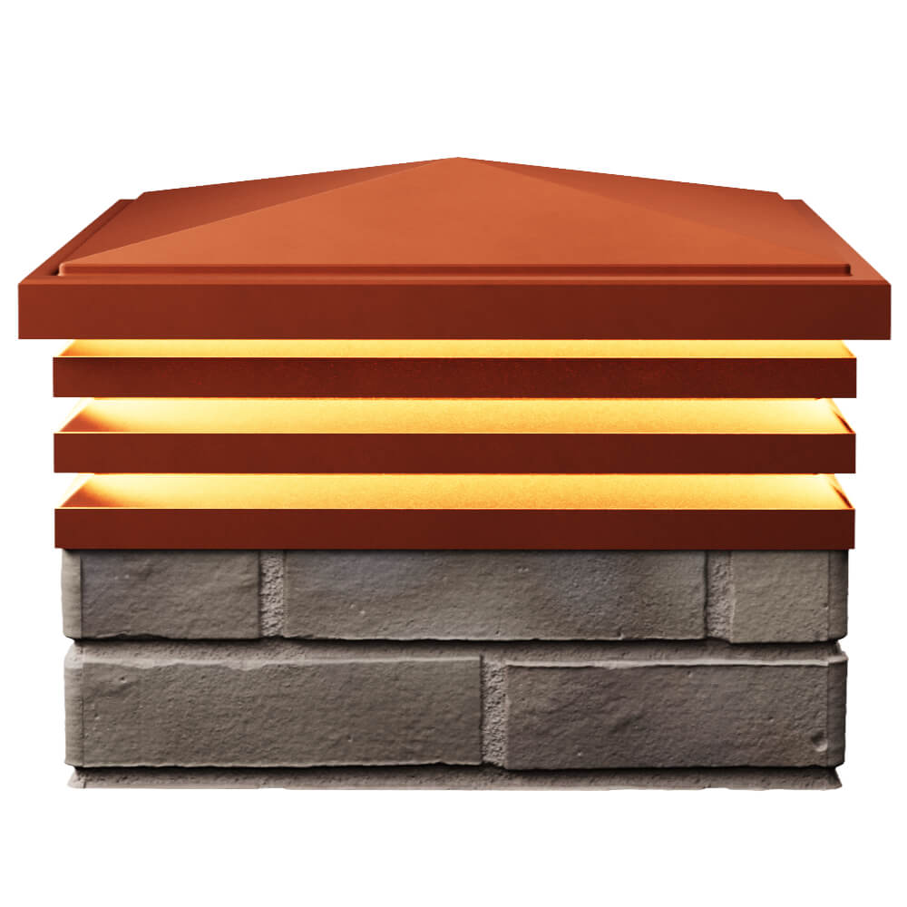 Колпак Zking Бона ХайТек Красный на столб 1.5х1.5 кирпича (385х385мм) с подсветкой в Майкопе фото