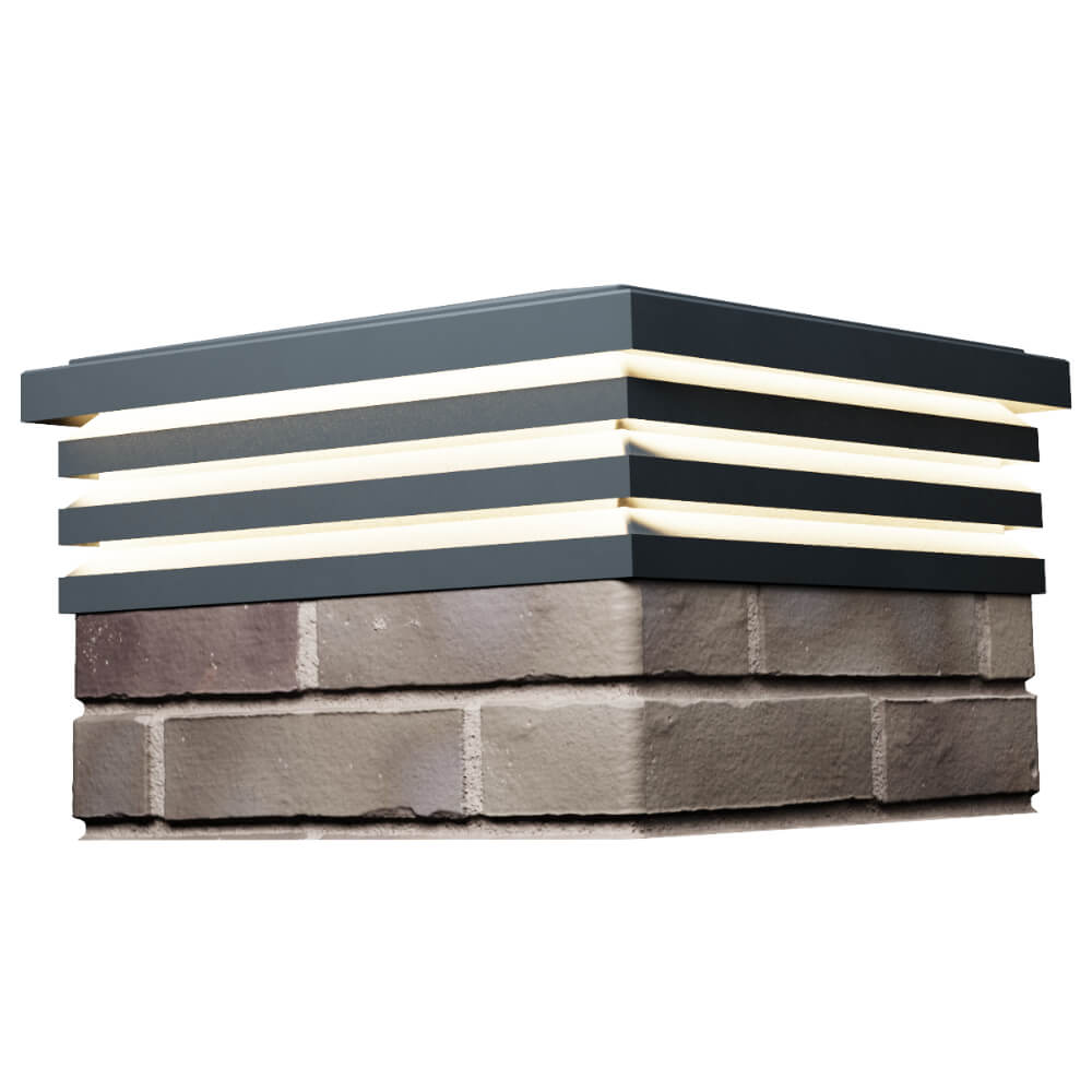 Колпак Zking Бона ХайТек Серый на столб 1.5х1.5 кирпича (385х385мм) с подсветкой в Майкопе фото