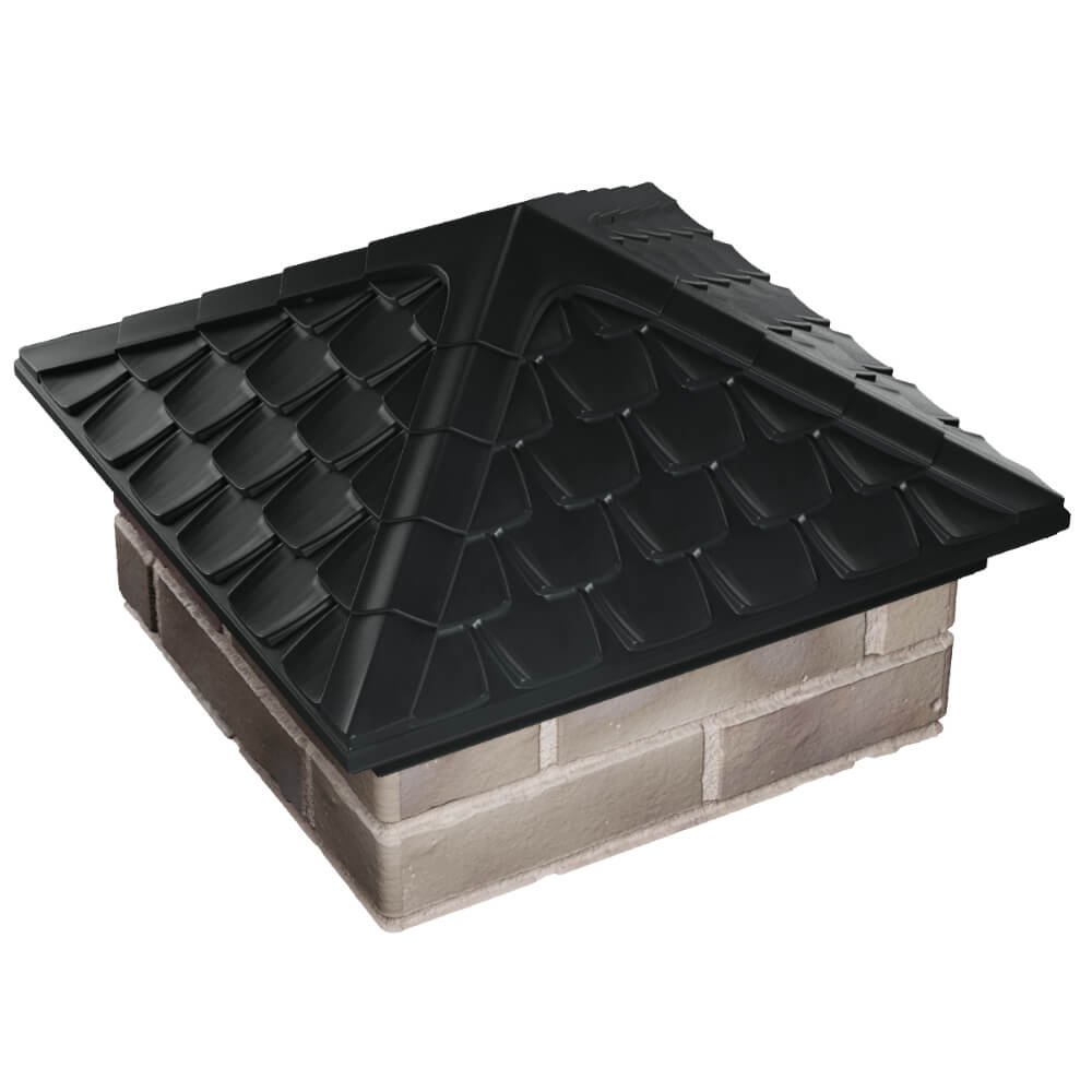 Колпак Zking Эльбрус Черный на столб 1.5х1.5 кирпича (385х385мм) в Майкопе фото