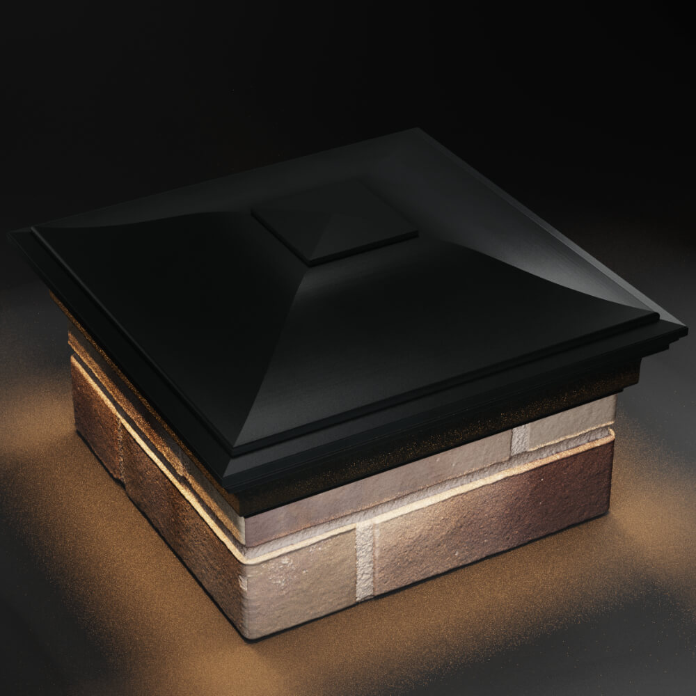 Колпак Zking Монблан Черный на столб 1.5х1.5 кирпича (385х385мм) с подсветкой в Майкопе фото