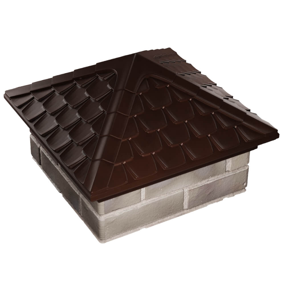 Колпак Zking Эльбрус Коричневый на столб 1.5х1.5 кирпича (385х385мм) в Майкопе фото