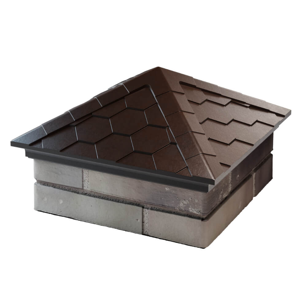 Колпак Zking Эверест Коричневый на столб 1.5х1.5 кирпича (390х390мм) в Майкопе фото