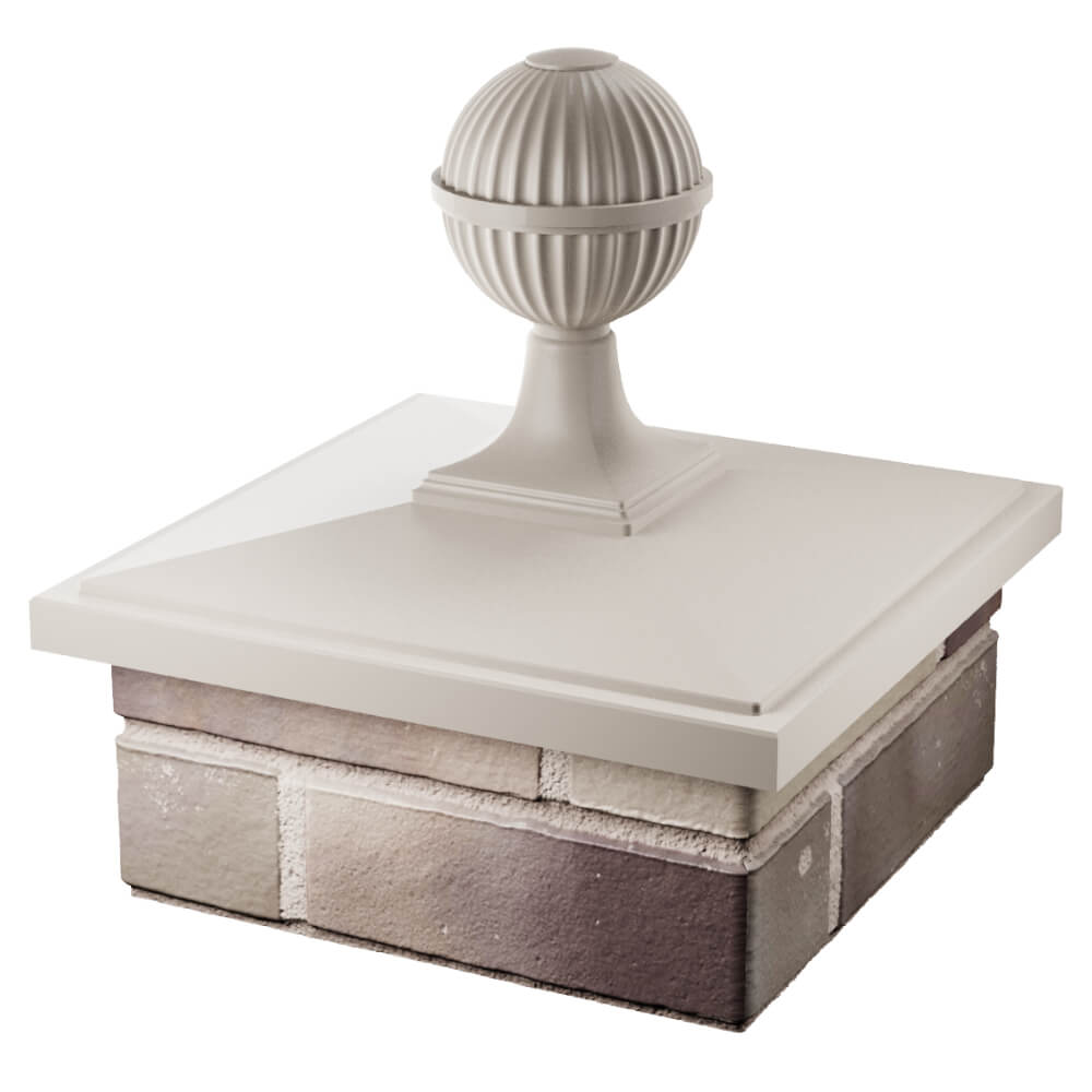 Колпак Zking БонаМоно Бежевый с шаром на столб 1.5х1.5 кирпича (385х385, 400х400мм) в сборе в Майкопе фото